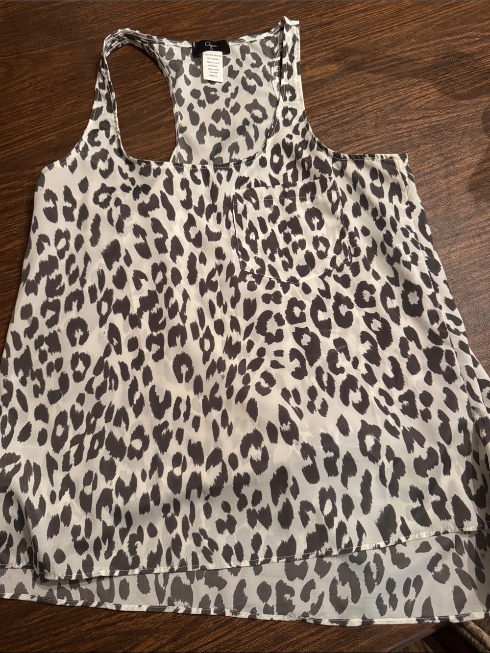 Aqua Black and White Leopard Pocket Racerback Tank